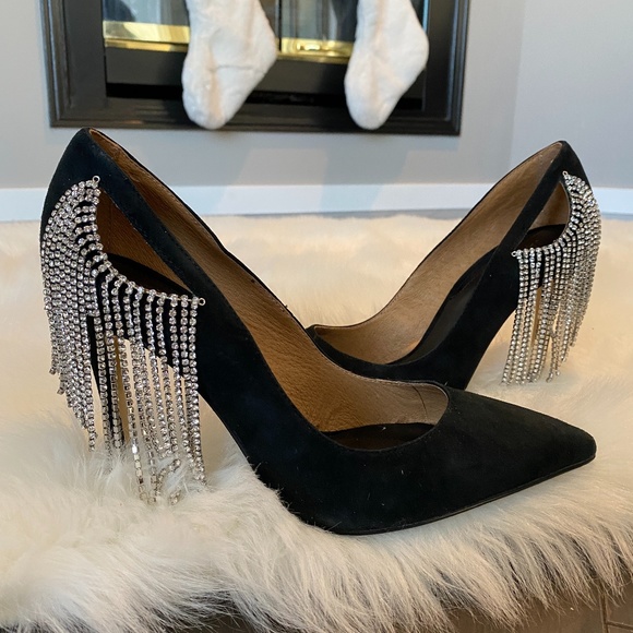 Jaggar Diamante Black Suede Rhinestone Pumps - Picture 2 of 3